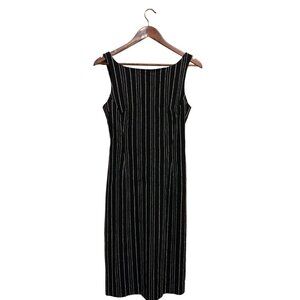 B & W Women's Dress Striped Sleeveless Midi Square Neckline 10 Bodycon‎ Mob Wife